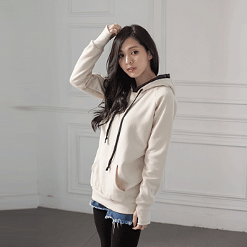 ROSE。sweet厚刷毛雙層帽t 杏系