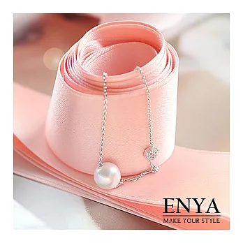 Enya★水鑽單珍珠手鍊銀