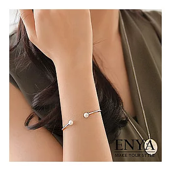Enya★完美弧形珍珠手環銀
