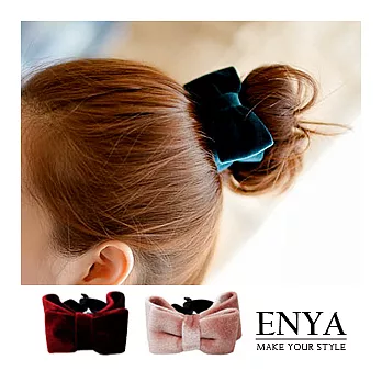 Enya★復古絨布髮夾紅