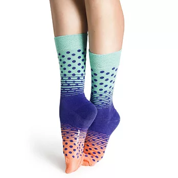 瑞典進口【Happy Socks】綠紫粉漸層圓點中統襪36-40