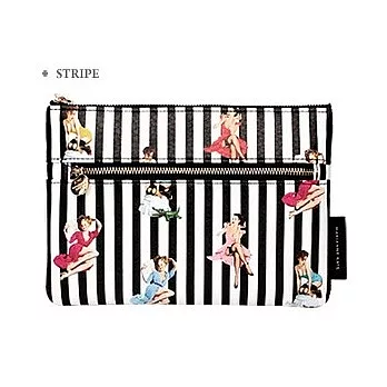 Marianne Kate 畫報女郎系列 薄型化妝包直條紋