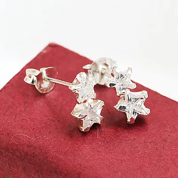 【安珂ECO正韓飾品】鑲鑽小星星連大星星 925純銀耳環