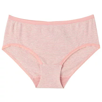 [MUJI 無印良品]女有機棉針織無側縫低腰內褲S粉紅橫紋