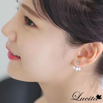 Lucita 韓國秋冬新款 流星閃耀珍珠耳環 白