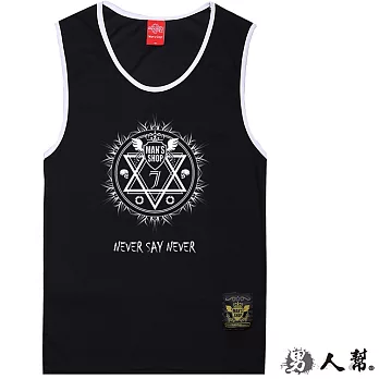 【男人幫】T1096*【美式潮款,永不放棄魔法陣背心】黑色 XS號