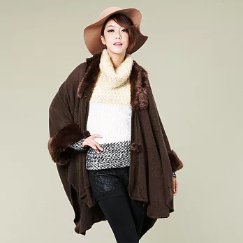 【kaleena Queen】時尚隨性斗篷式披肩(2色)-FREEFREE咖啡