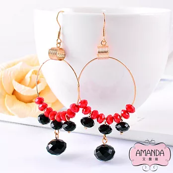 AMANDA艾曼達甜心 耳環-紅黑時尚-1474紅黑時尚