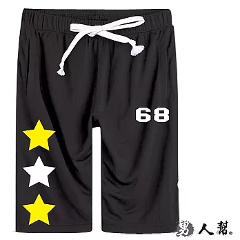【男人幫】K0441*【數字68星星潮流短褲】黑色 M號