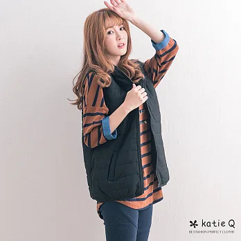 【KatieQ】人氣百搭連帽鋪棉背心(2色)-FREEFREE黑