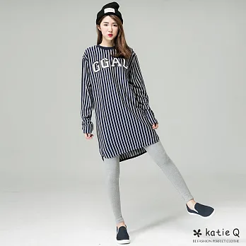 【KatieQ】美式休閒長版上衣FREE藍