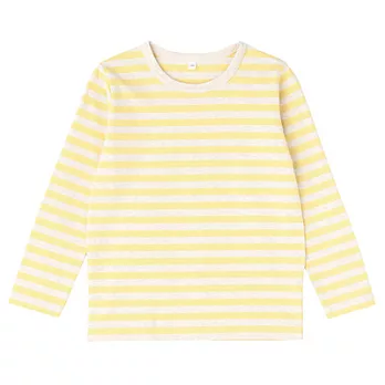 [MUJI 無印良品]兒童有機棉每日兒童服橫紋長袖T恤120檸檬黃橫紋