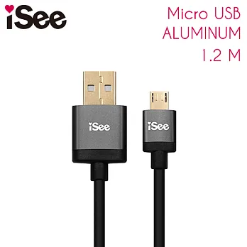 iSee Micro USB 鋁合金充電/資料傳輸線(IS-C68)雲河灰