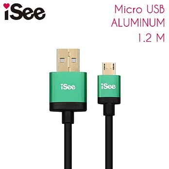 iSee Micro USB 鋁合金充電/資料傳輸線(IS-C68)綠色