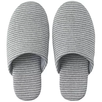 [MUJI 無印良品]新疆棉天竺橫紋舒壓拖鞋/M/灰色