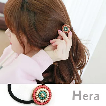 【Hera】赫拉 多層次彩色珠珠圓盤髮圈/髮束(三色任選)橘白藍