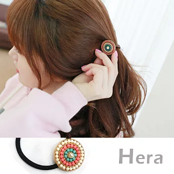【Hera】赫拉 多層次彩色珠珠圓盤髮圈/髮束(三色任選)白橘藍