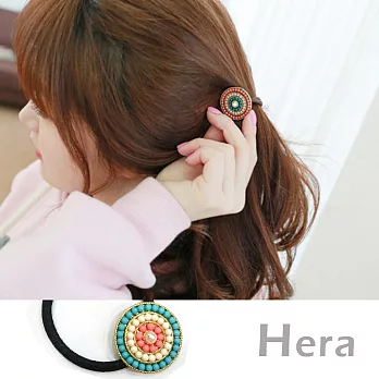【Hera】赫拉 多層次彩色珠珠圓盤髮圈/髮束(三色任選)藍白橘