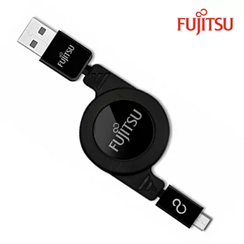 FUJITSU富士通MICRO USB收捲式傳輸充電線(黑)