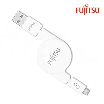 FUJITSU富士通MICRO USB收捲式傳輸充電線(白)
