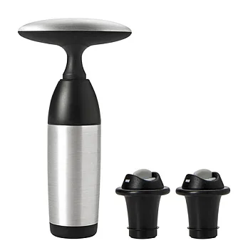 OXO 時尚金屬紅酒真空器(附兩瓶塞)