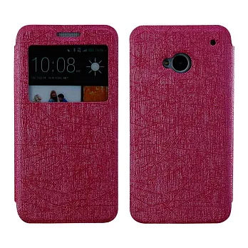 【BIEN】HTC New One 雨絲紋來電顯示可立皮套 (紅)
