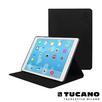 TUCANO iPad Air2 Angolo 時尚可站立式皮革紋保護套黑