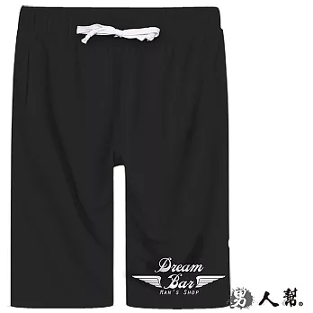 【男人幫】K0444*【潮流人氣極簡Dear 雙翅logo短褲】黑色 2XL號