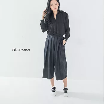 【StarMIMI】直條單摺寬褲*S深藍