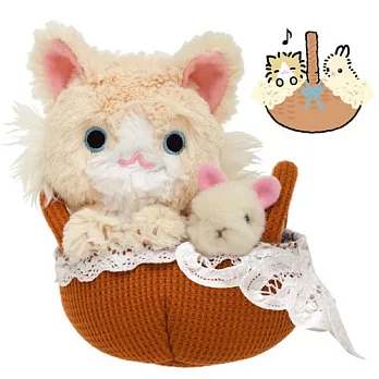 San-X小白貓野餐系列提籃毛絨公仔