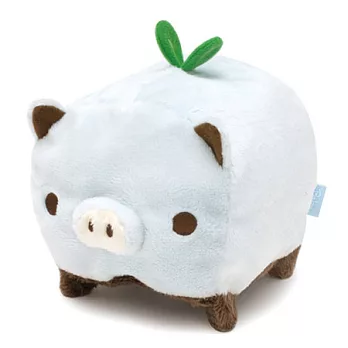 San-X 黑白豬毛絨公仔。藍色