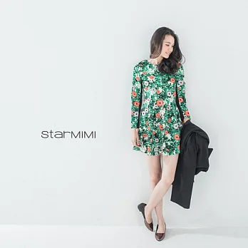 【STARMIMI】綠綠滿花朵洋裝*M綠