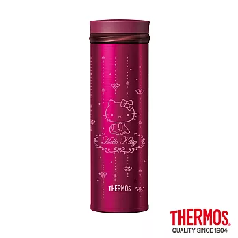【THERMOS 膳魔師】 Hello Kitty不鏽鋼真空保溫杯0.5L(JNO-500KT-BGD)宮廷篇)-酒紅色