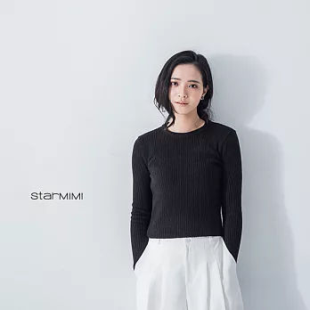 【StarMIMI】坑條貼身針織上衣*FREE黑