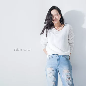 【STARMIMI】微V領針織衫*FREE白