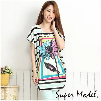 【名模衣櫃】 冰絲涼感 繽紛印花洋裝-共10款(適穿M-XXL)FREE條紋花