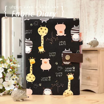 uhplus Fabric Diary 布手帳- Cutie Zoo Party(黑)