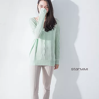 【STARMIMI】V領麻花針織上衣*FREE粉綠
