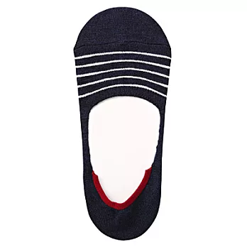 [MUJI 無印良品]女棉混麻橫紋腳跟防滑隱形襪深藍23~25cm深藍