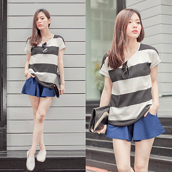 ROSE。簡單自然口袋褲裙 深藍系