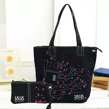 1818 朵朵小花.美式塗鴉 A4肩背包(附零錢袋)/黑色(1850344-3)