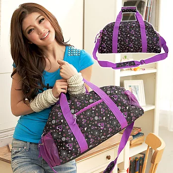 1818 度假島嶼‧大容量印花休閒旅行袋(M size附背帶)/紫花心戀(CG49992-3Q)