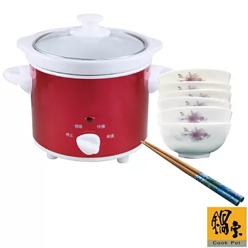【鍋寶】3.5L燉鍋瓷碗組(贈印花竹筷-綠)EO-SE35SBFW456RG010G紅色