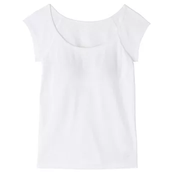 [MUJI 無印良品]女內裏網織舒適有杯法式袖衫L白色