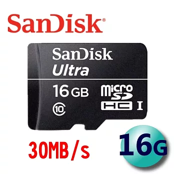 代理商公司貨 SanDisk 16GB 30MB/s Ultra UHS-I microSDHC 記憶卡