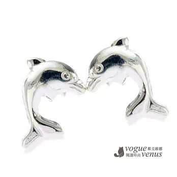 維克維娜 海豚灣戀人 浪漫愛情海飛躍海豚貼式耳環 925純銀耳環