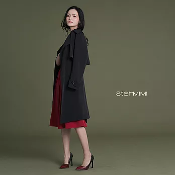 【StarMIMI】背釦設計垂墜風衣外套*S黑