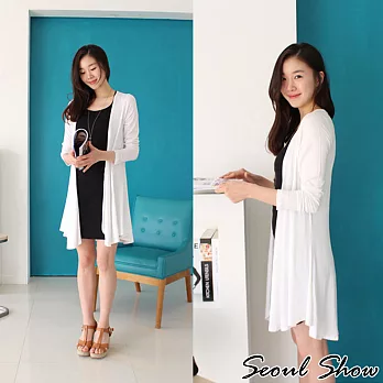 Seoul Show 莫代爾薄款防曬外套長版空調罩衫5色 白色