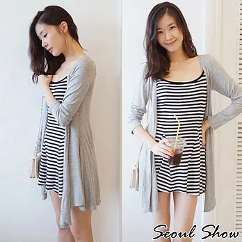 Seoul Show 莫代爾薄款防曬外套長版空調罩衫5色 淺灰色