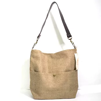 【KK Jute Bag 潮麻包】英式品味 水桶托特包--側揹/斜揹 兩用包